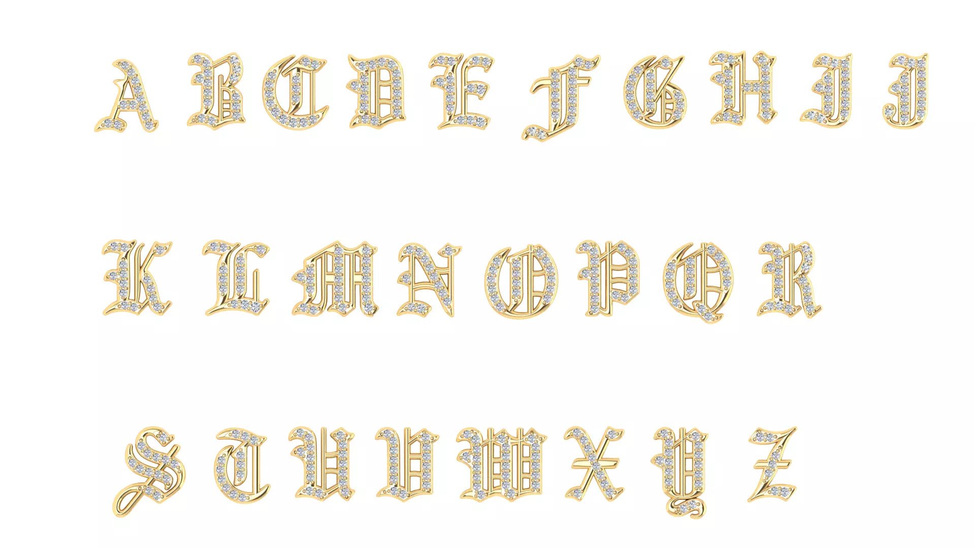 Luxury Diamond Script Alphabet 3D Jewelry Font Collection — view 7