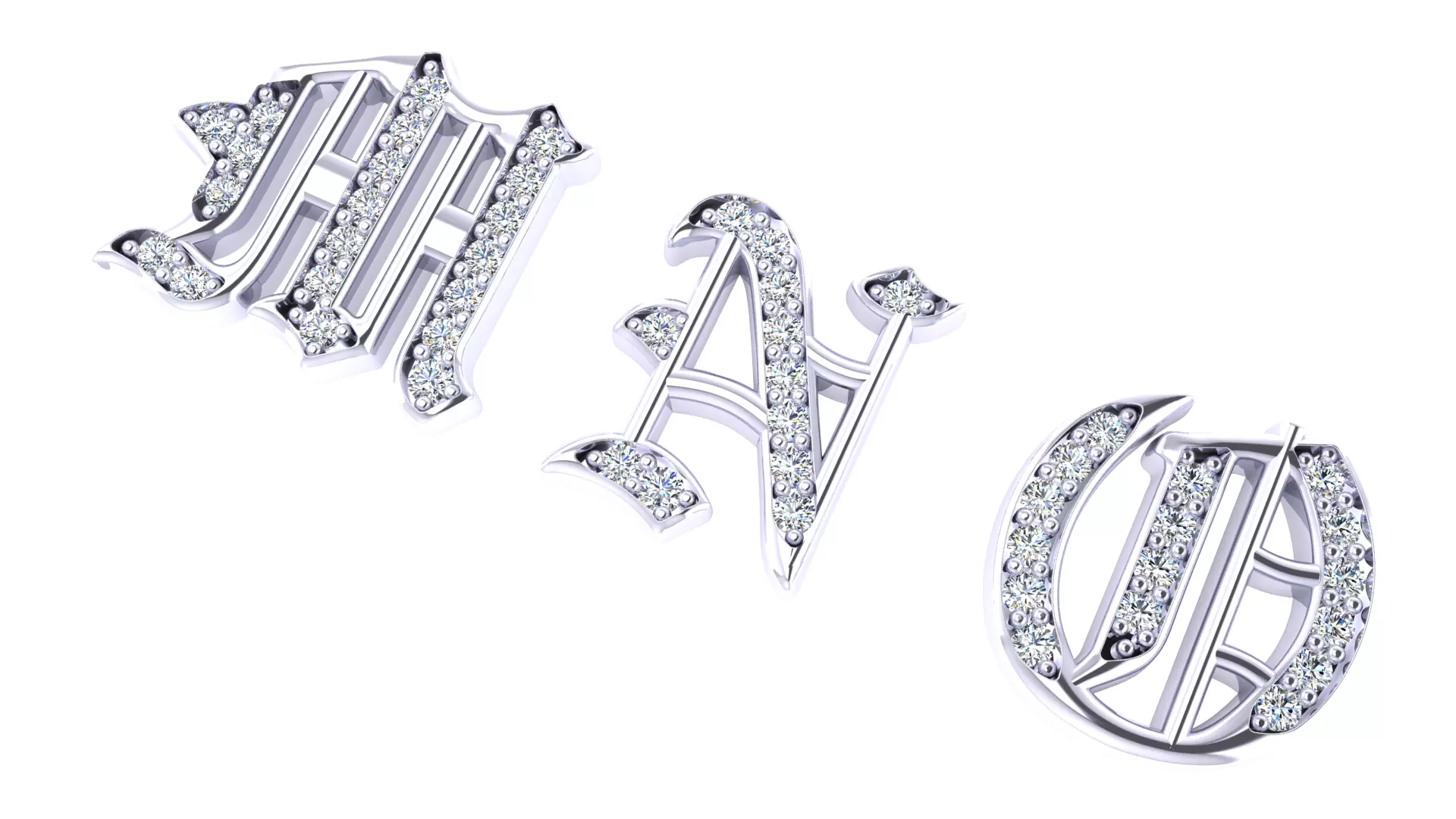Luxury Diamond Script Alphabet 3D Jewelry Font Collection — view 2