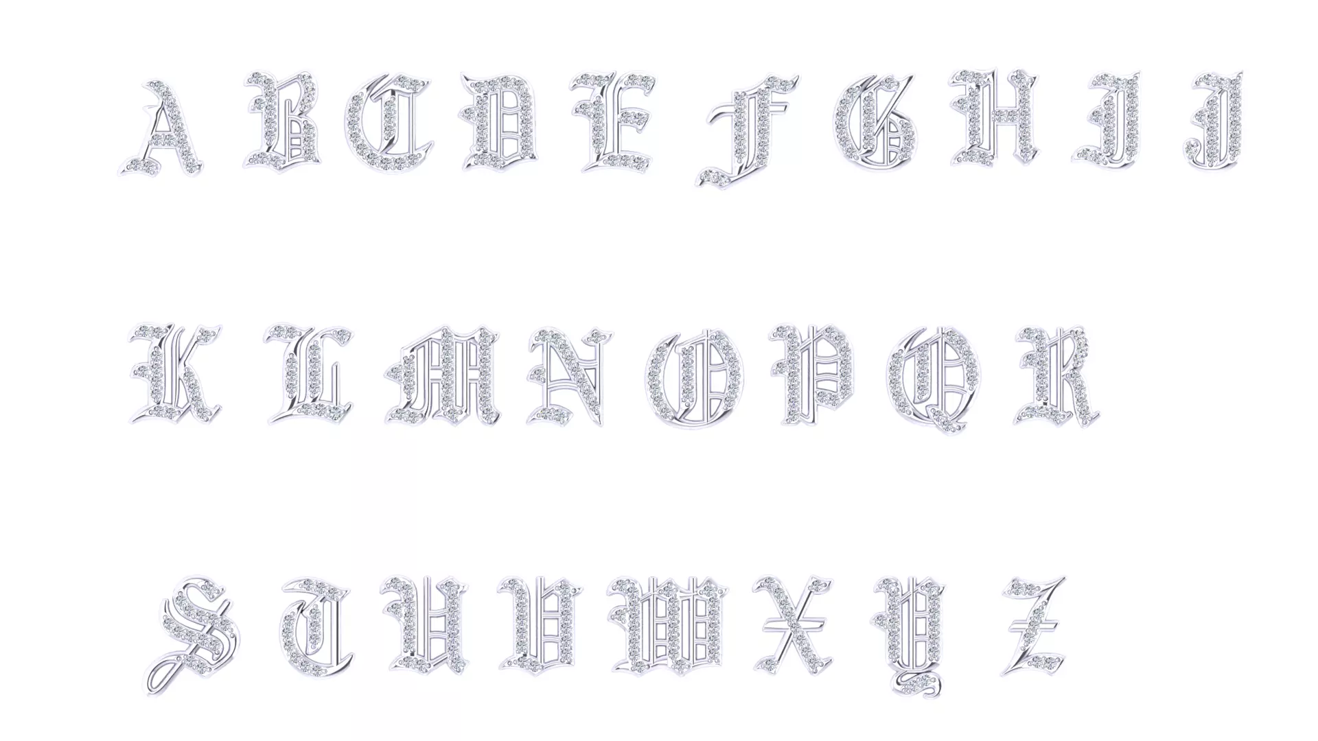 Luxury Diamond Script Alphabet 3D Jewelry Font Collection — view 5