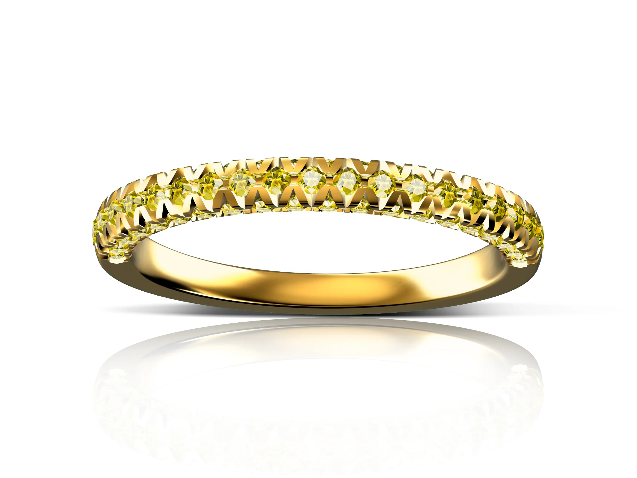 Scalloped French Pave Eternity Band Two Design — view 7