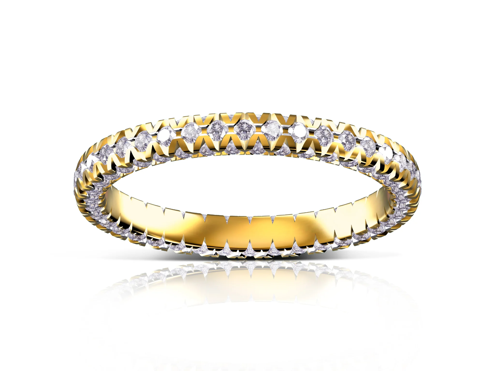 Scalloped French Pave Eternity Band Two Design — view 6