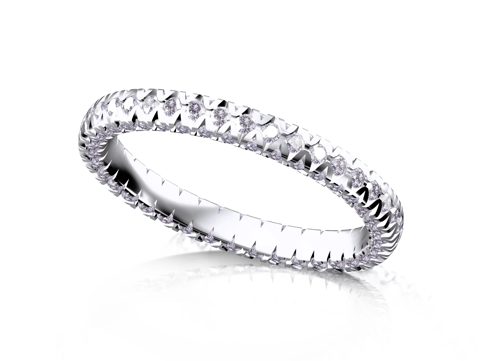 Scalloped French Pave Eternity Band Two Design — view 8