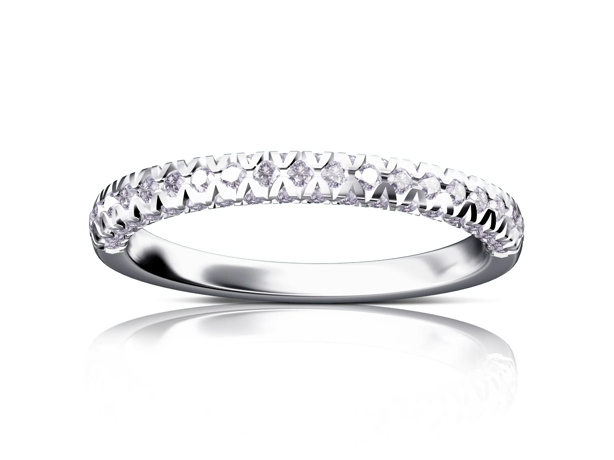 Scalloped French Pave Eternity Band Two Design — view 2