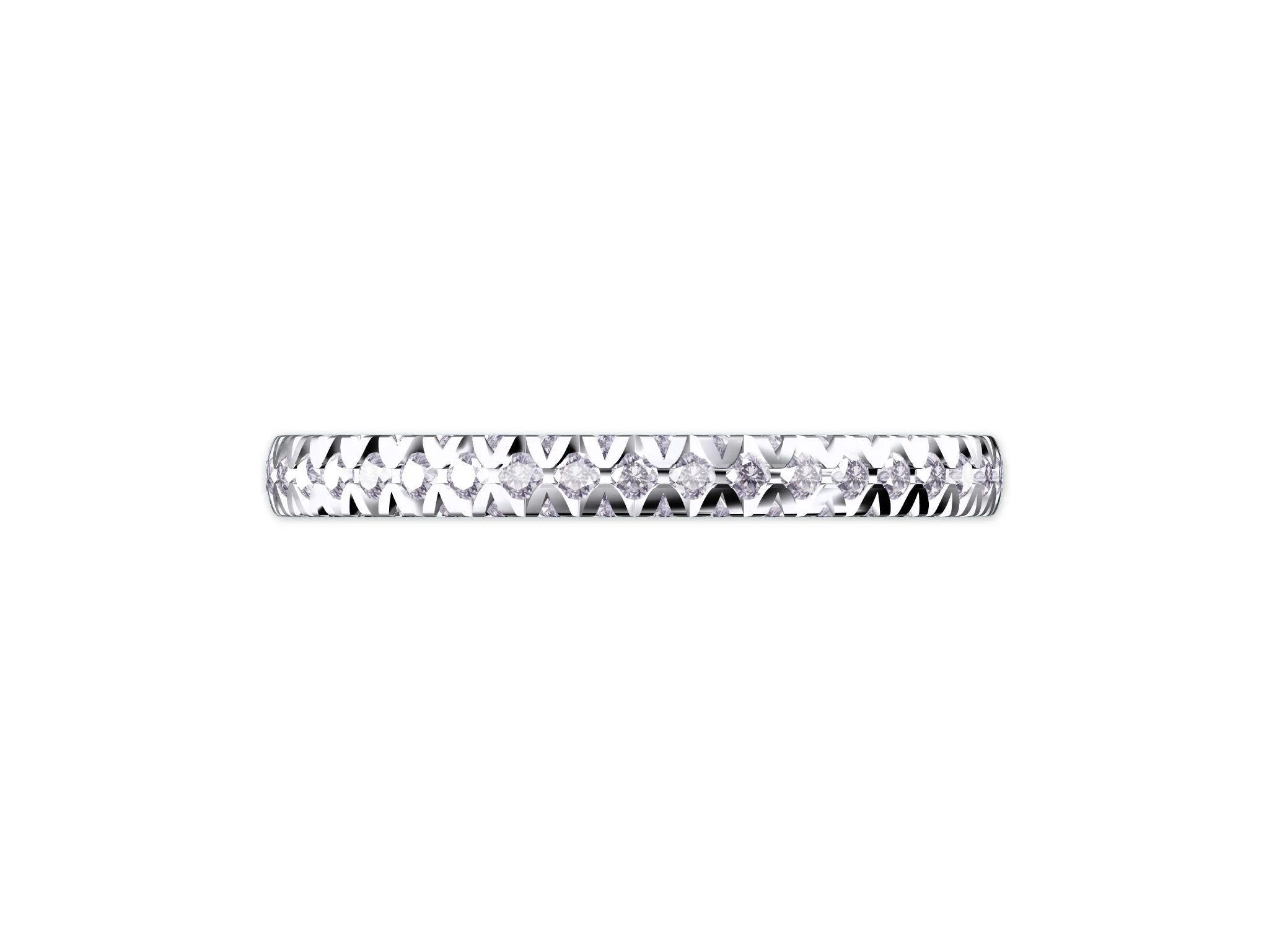 Scalloped French Pave Eternity Band Two Design — view 3