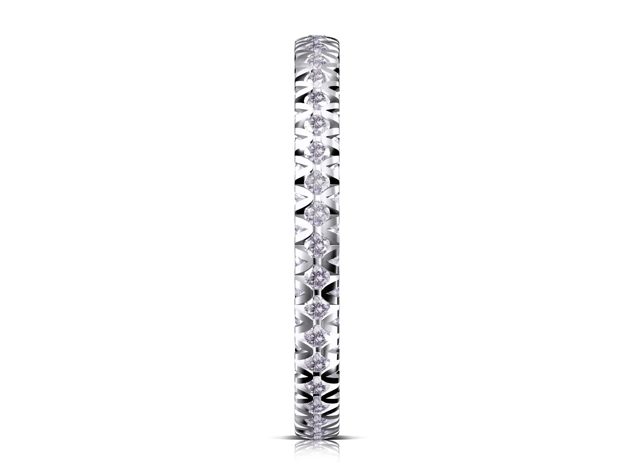 Scalloped French Pave Eternity Band Two Design — view 4