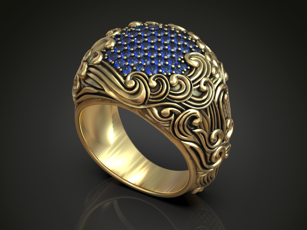 Ornate Baroque Scrollwork Pave Diamond Ring — view 5
