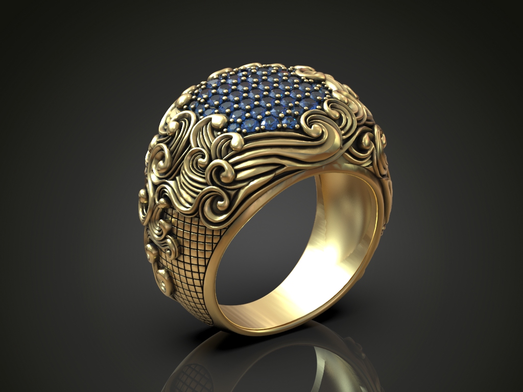 Ornate Baroque Scrollwork Pave Diamond Ring — view 3