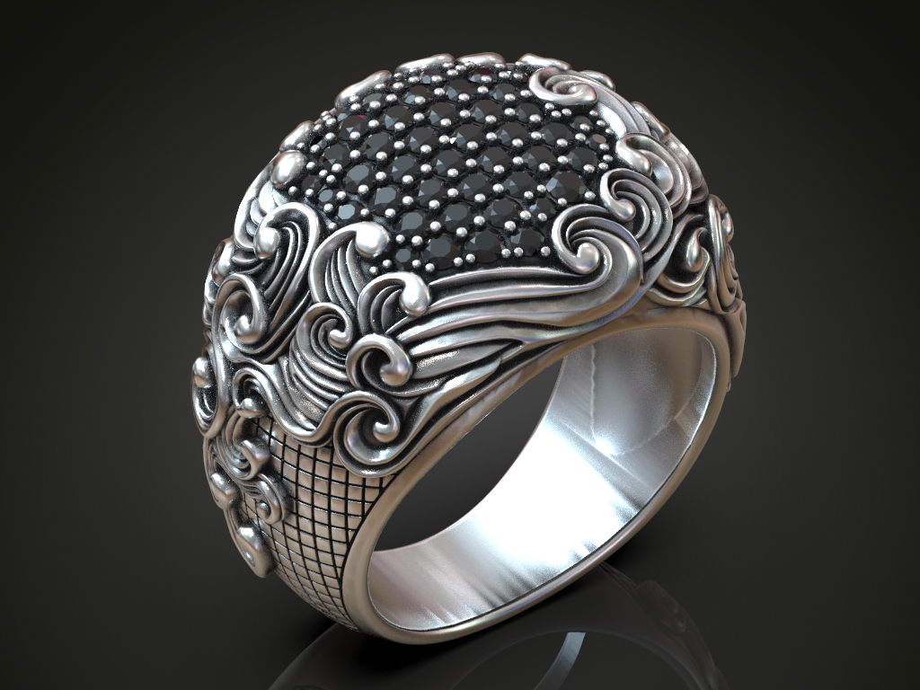 Ornate Baroque Scrollwork Pave Diamond Ring — view 4