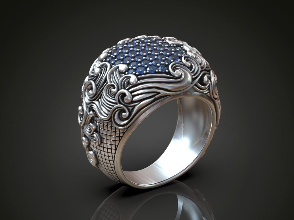 Ornate Baroque Scrollwork Pave Diamond Ring — view 6