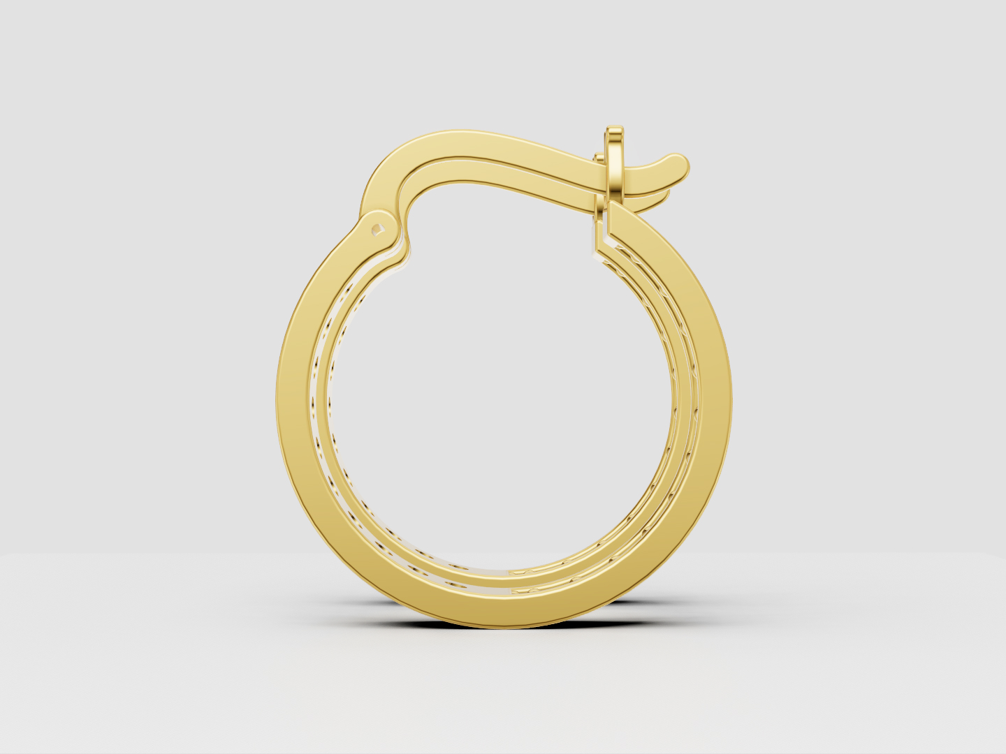 Single-Row Pavé Hoop Earrings 3D Model — view 2
