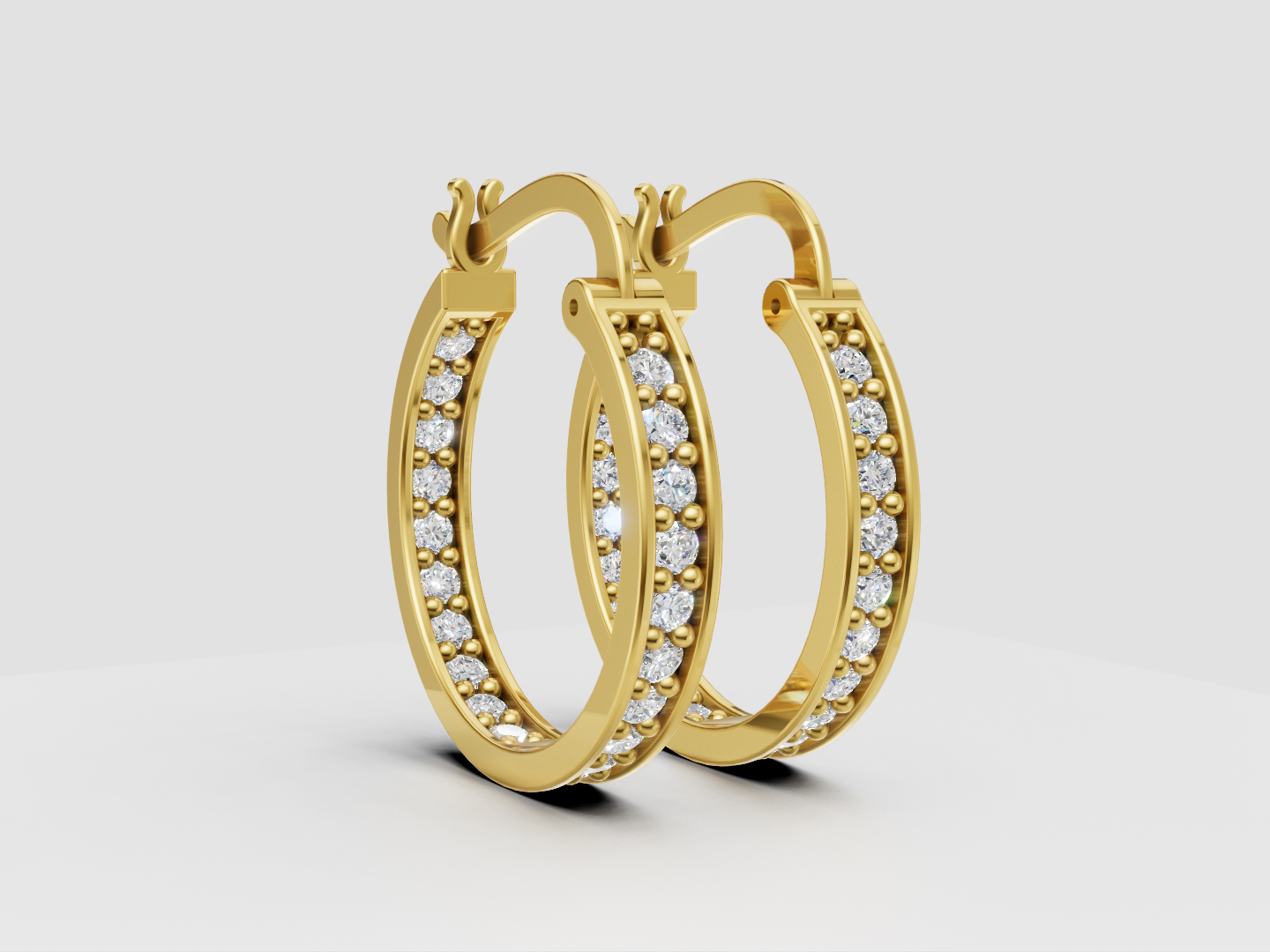 Single-Row Pavé Hoop Earrings 3D Model