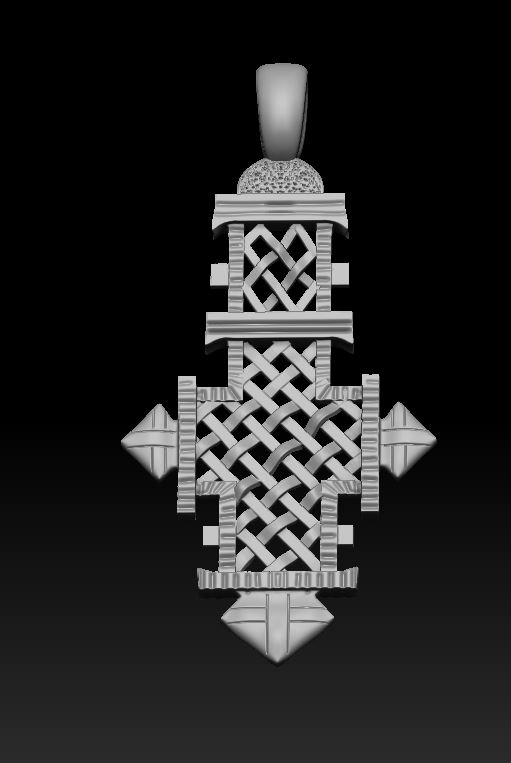Ethiopian Coptic Woven Latticework Cross Pendant — view 5