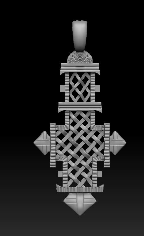 Ethiopian Coptic Woven Latticework Cross Pendant — view 3