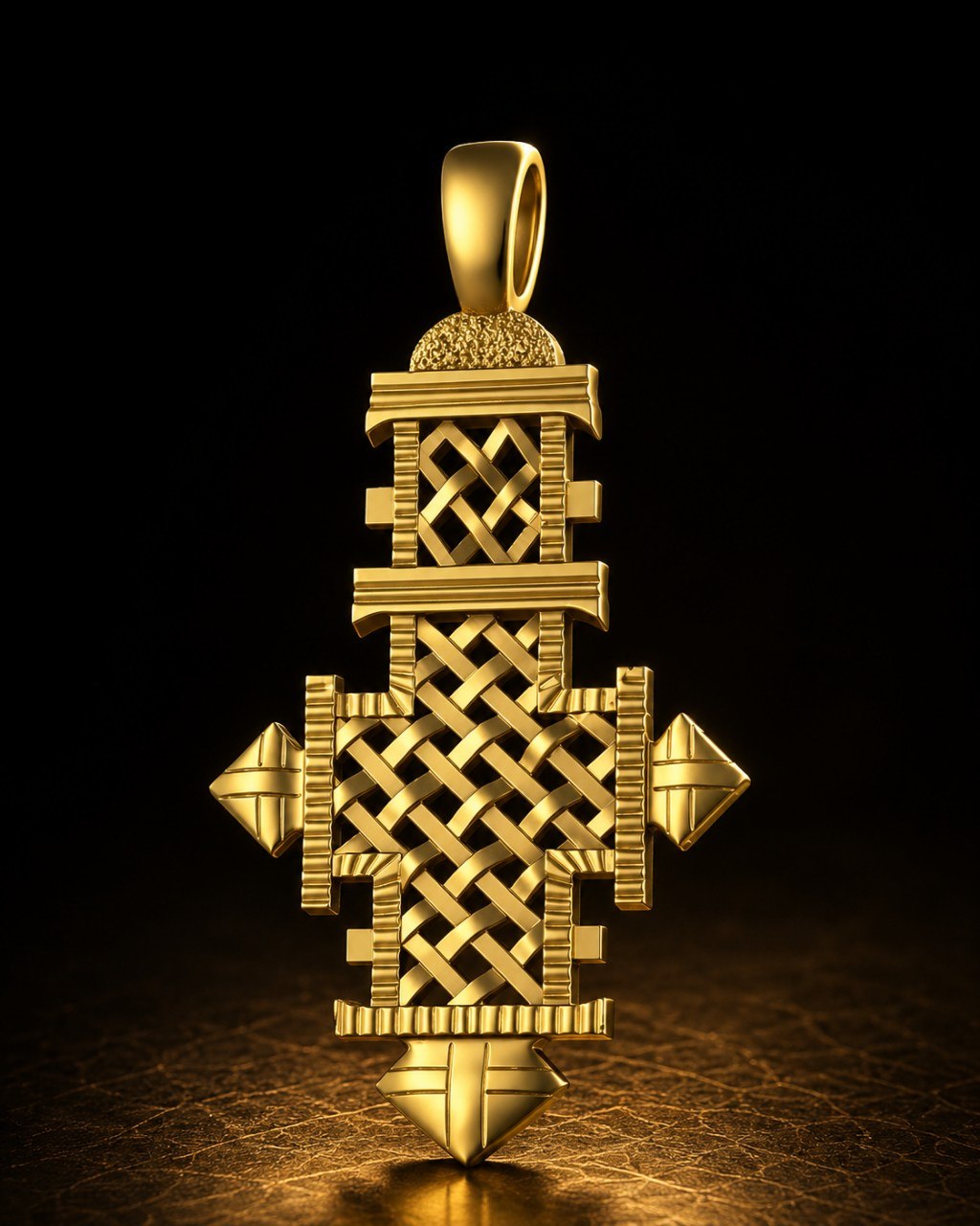 Ethiopian Coptic Woven Latticework Cross Pendant