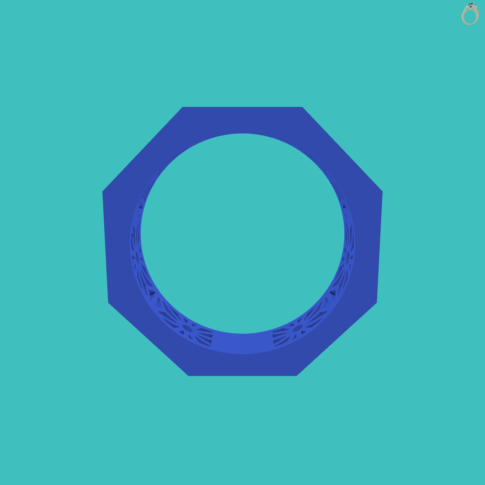 Octagonal Band Ring with Inner Openwork Gallery — view 2