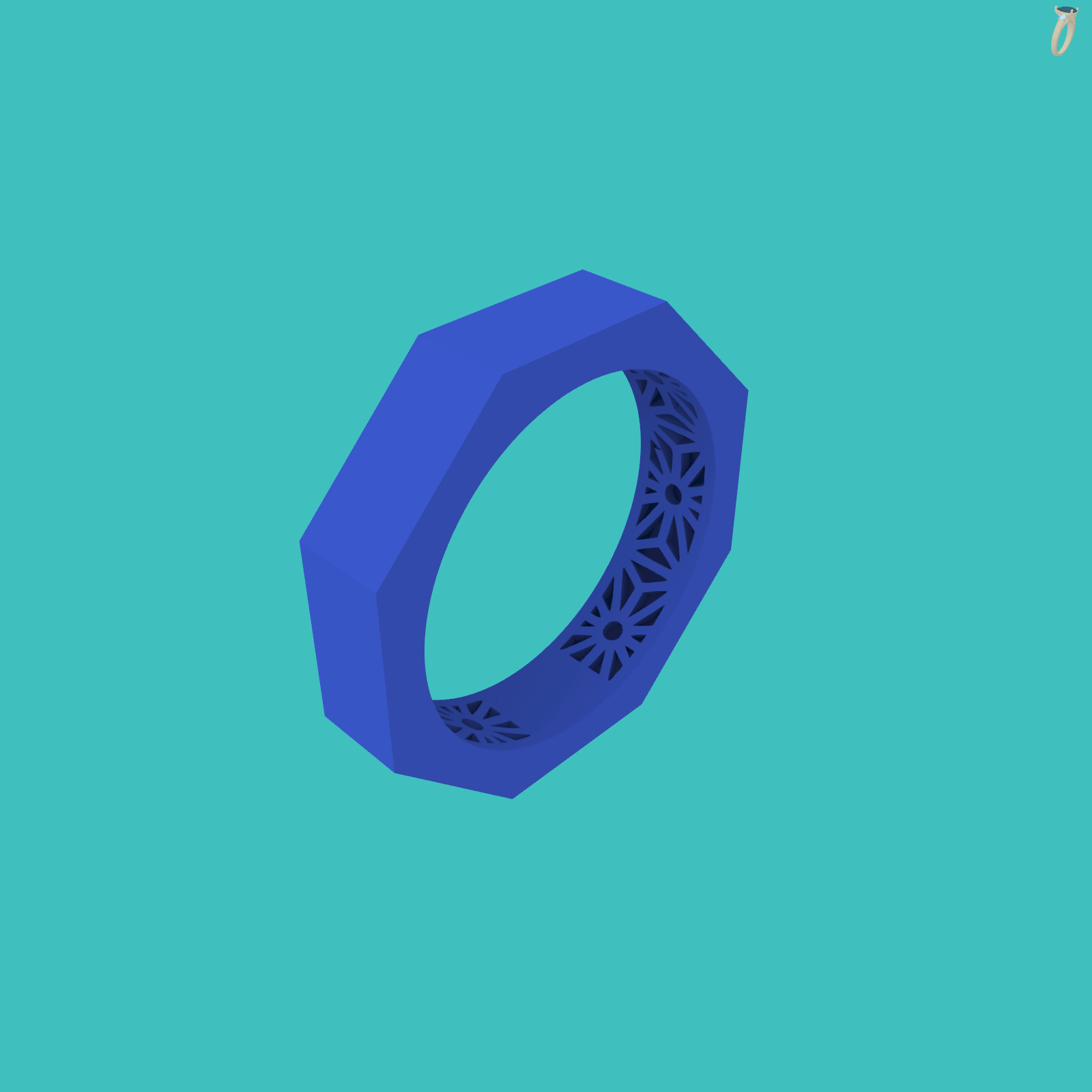 Octagonal Band Ring with Inner Openwork Gallery — view 7