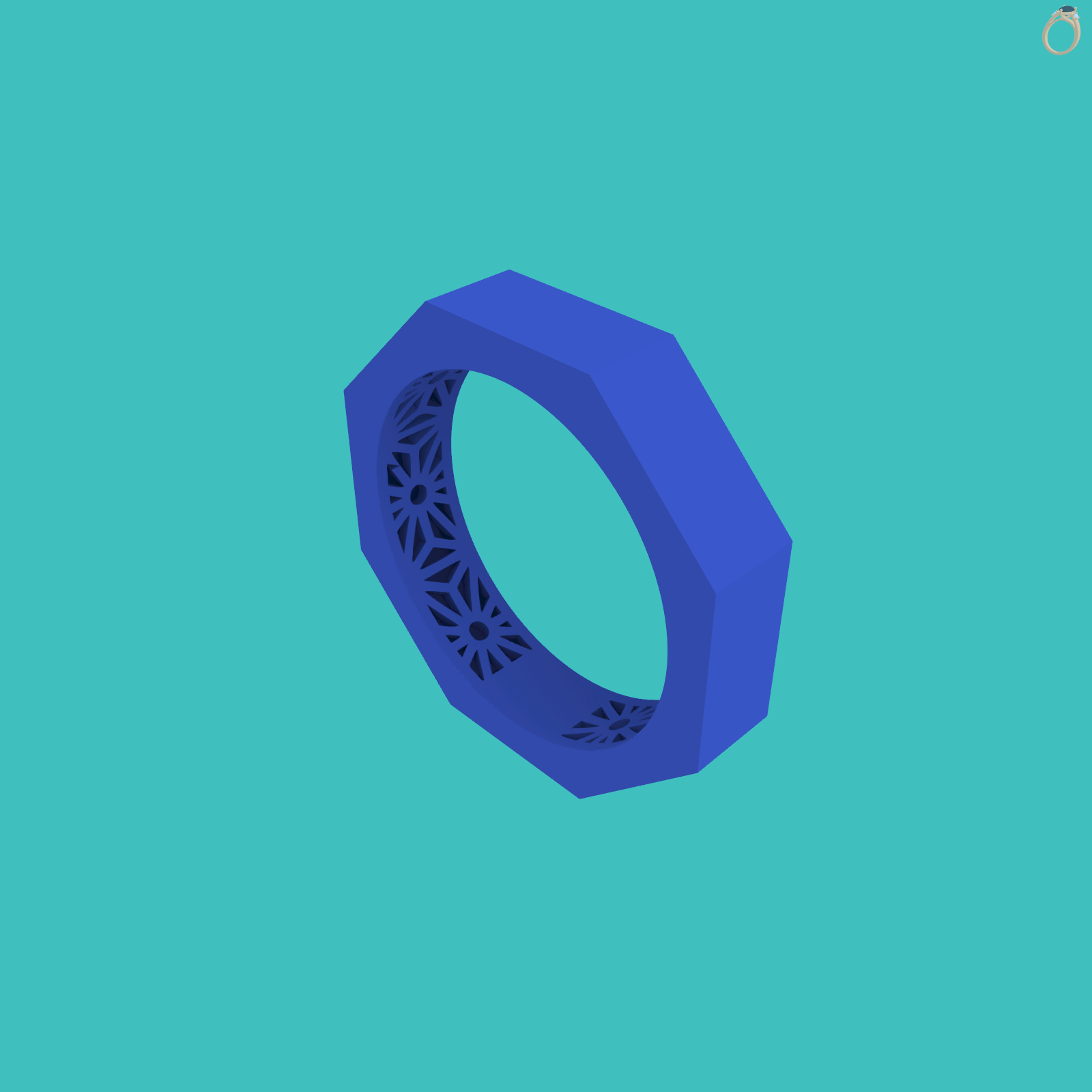 Octagonal Band Ring with Inner Openwork Gallery — view 5