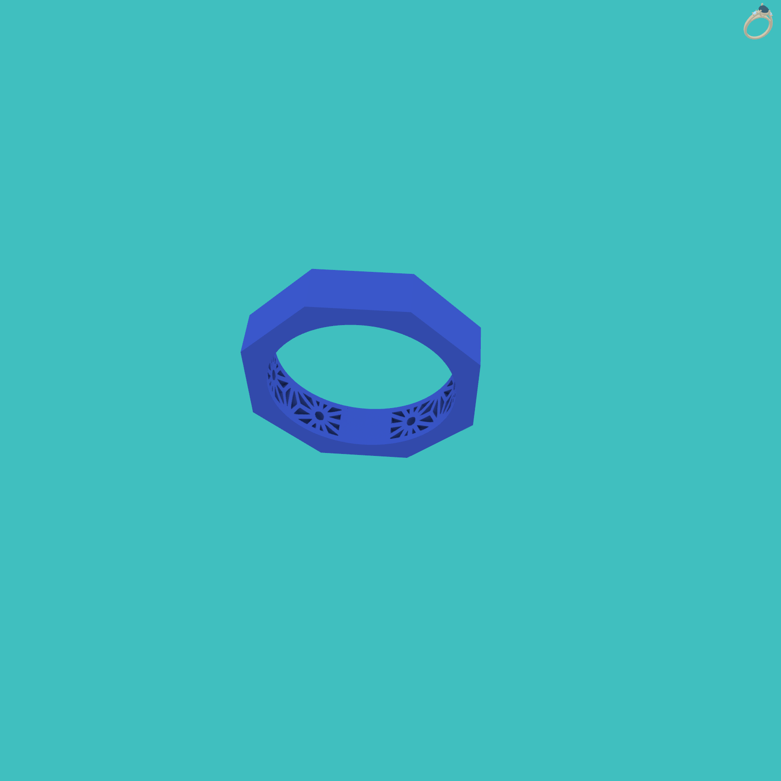 Octagonal Band Ring with Inner Openwork Gallery — view 4