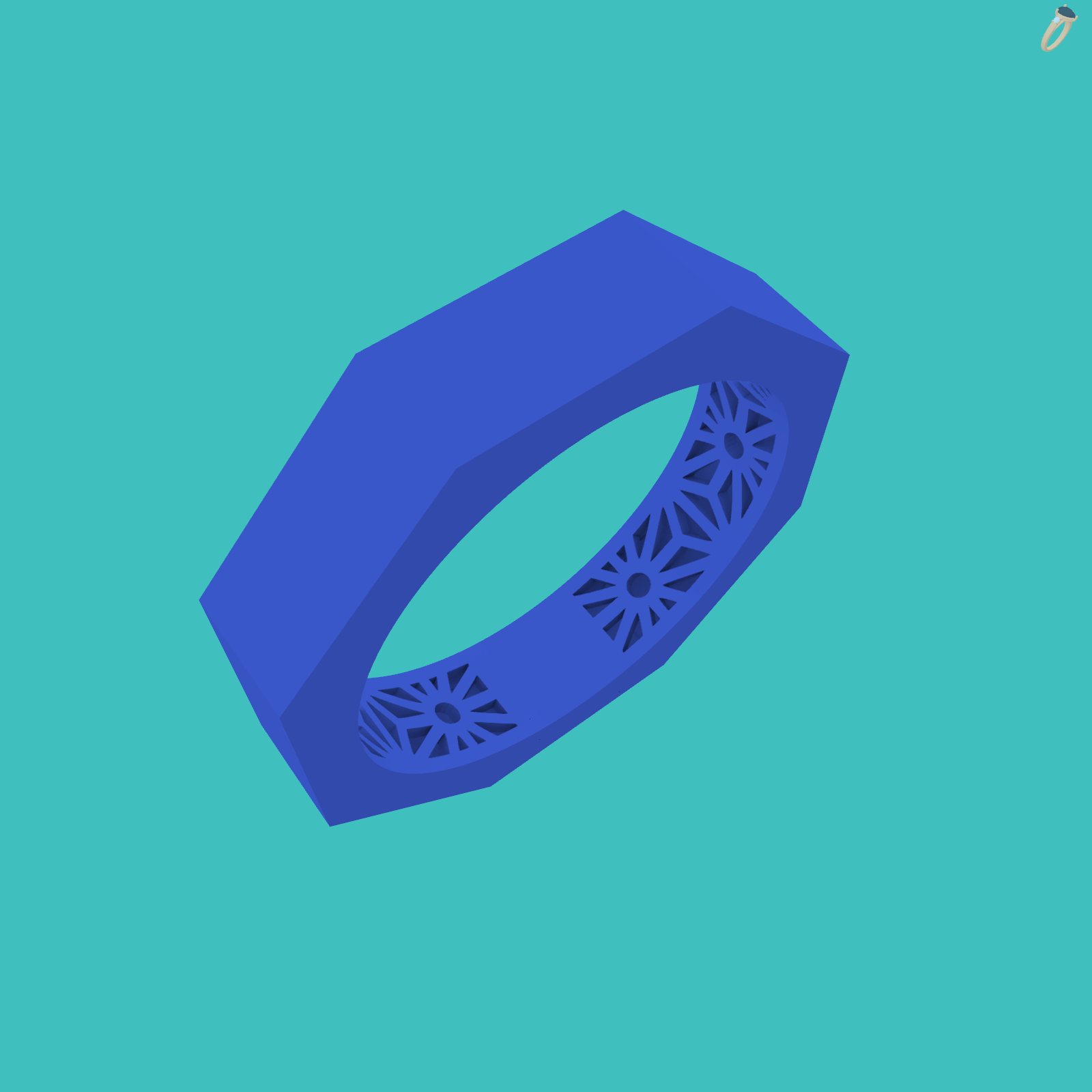 Octagonal Band Ring with Inner Openwork Gallery
