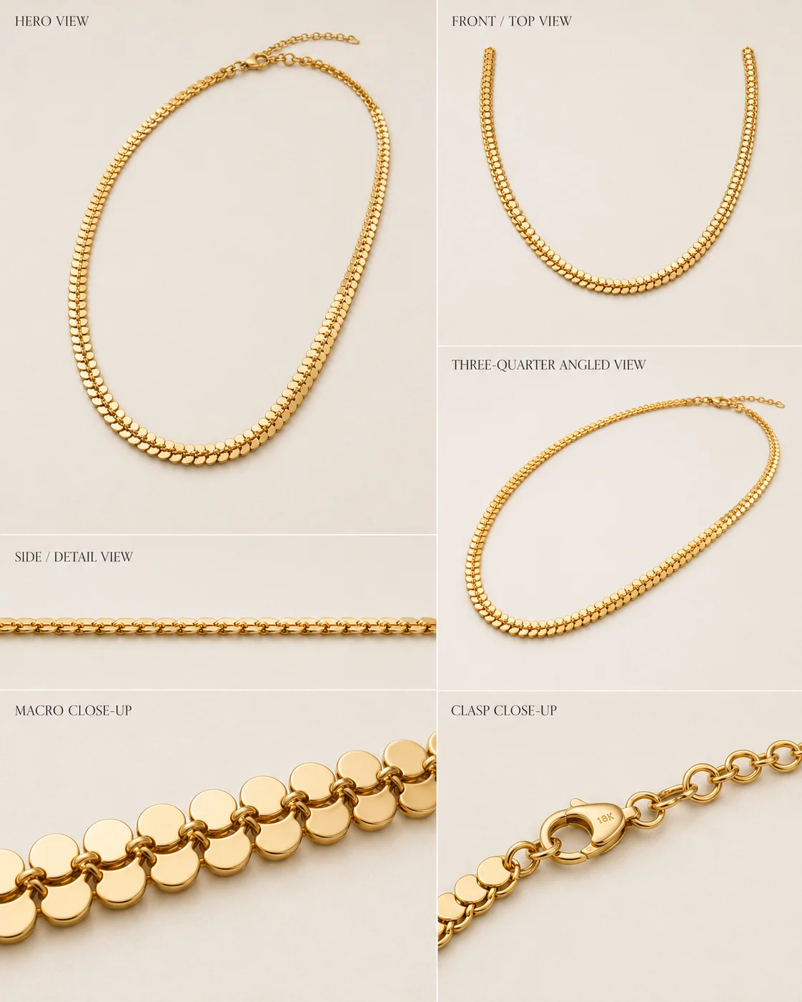 Sequin Flow Gold Chain Necklace | Luxury Jewelry Design
