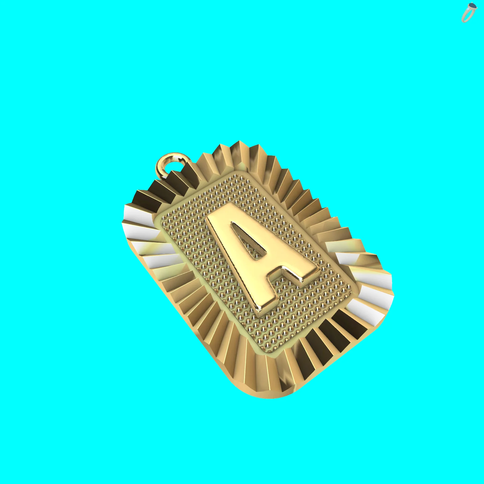 Luxury A Letter Pendant CAD Model Gold Jewelry PD020 — view 1