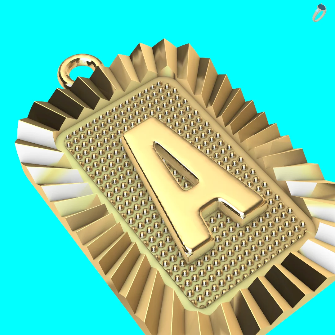 Luxury A Letter Pendant CAD Model Gold Jewelry PD020 — view 4