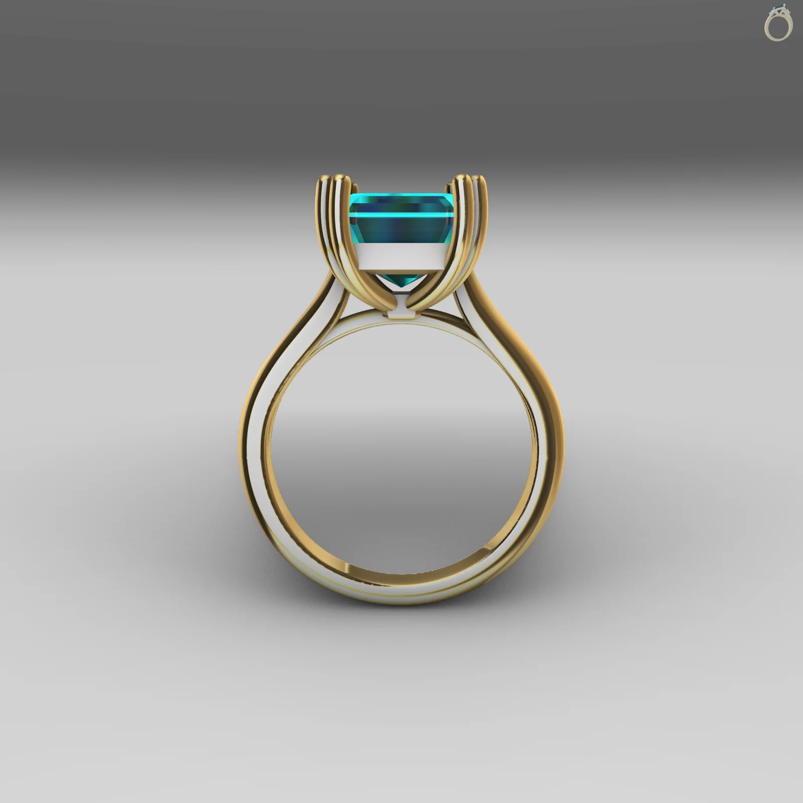 Solitaire Ring Asscher Cut Cathedral Double Prong — view 4
