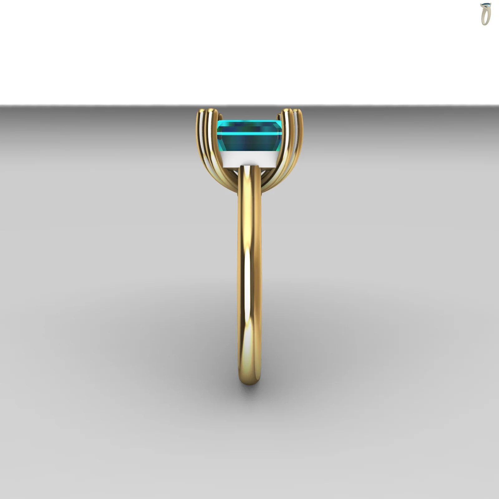 Solitaire Ring Asscher Cut Cathedral Double Prong — view 5