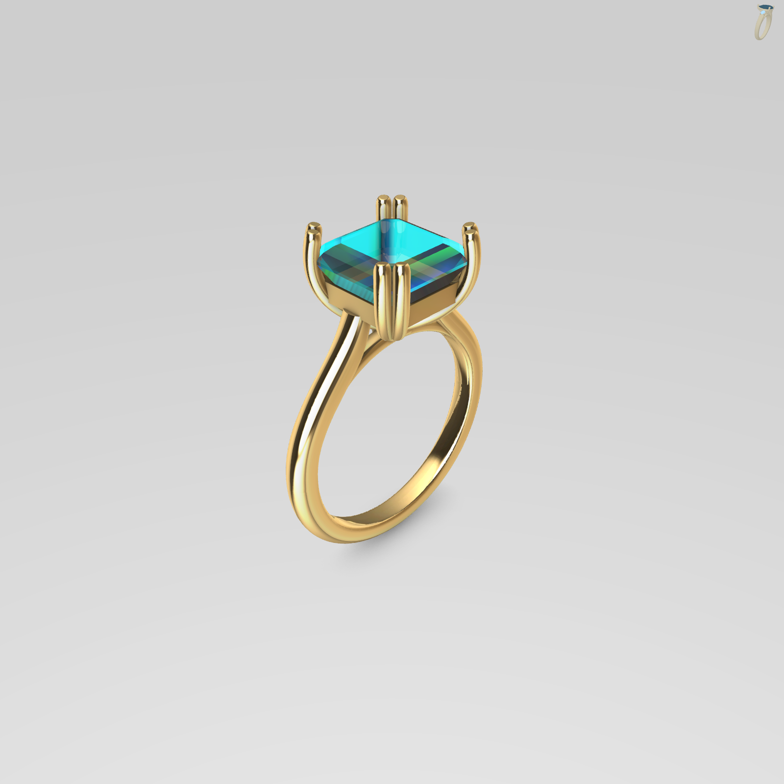 Solitaire Ring Asscher Cut Cathedral Double Prong — view 8