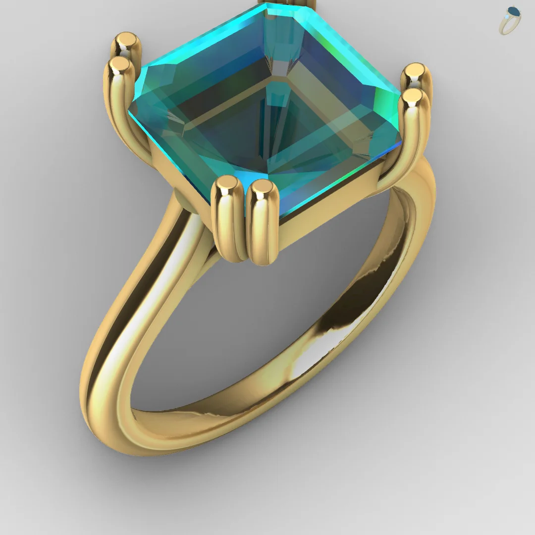 Solitaire Ring Asscher Cut Cathedral Double Prong — view 3