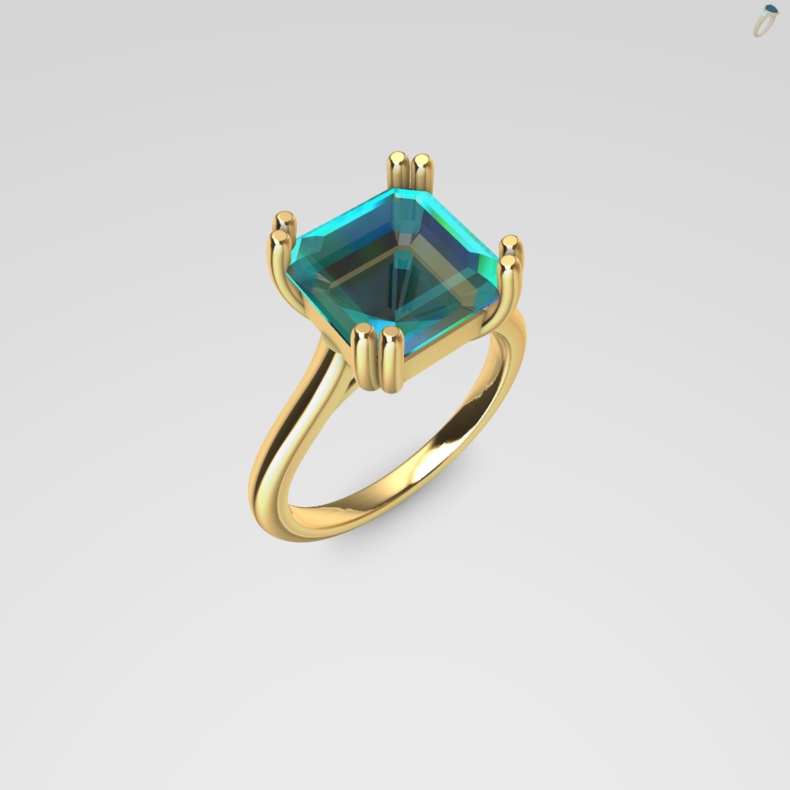 Solitaire Ring Asscher Cut Cathedral Double Prong
