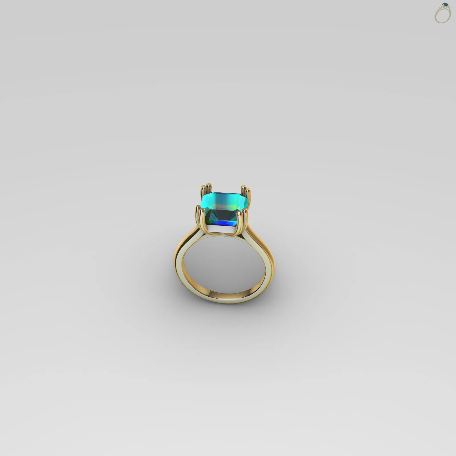 Solitaire Ring Asscher Cut Cathedral Double Prong — view 6