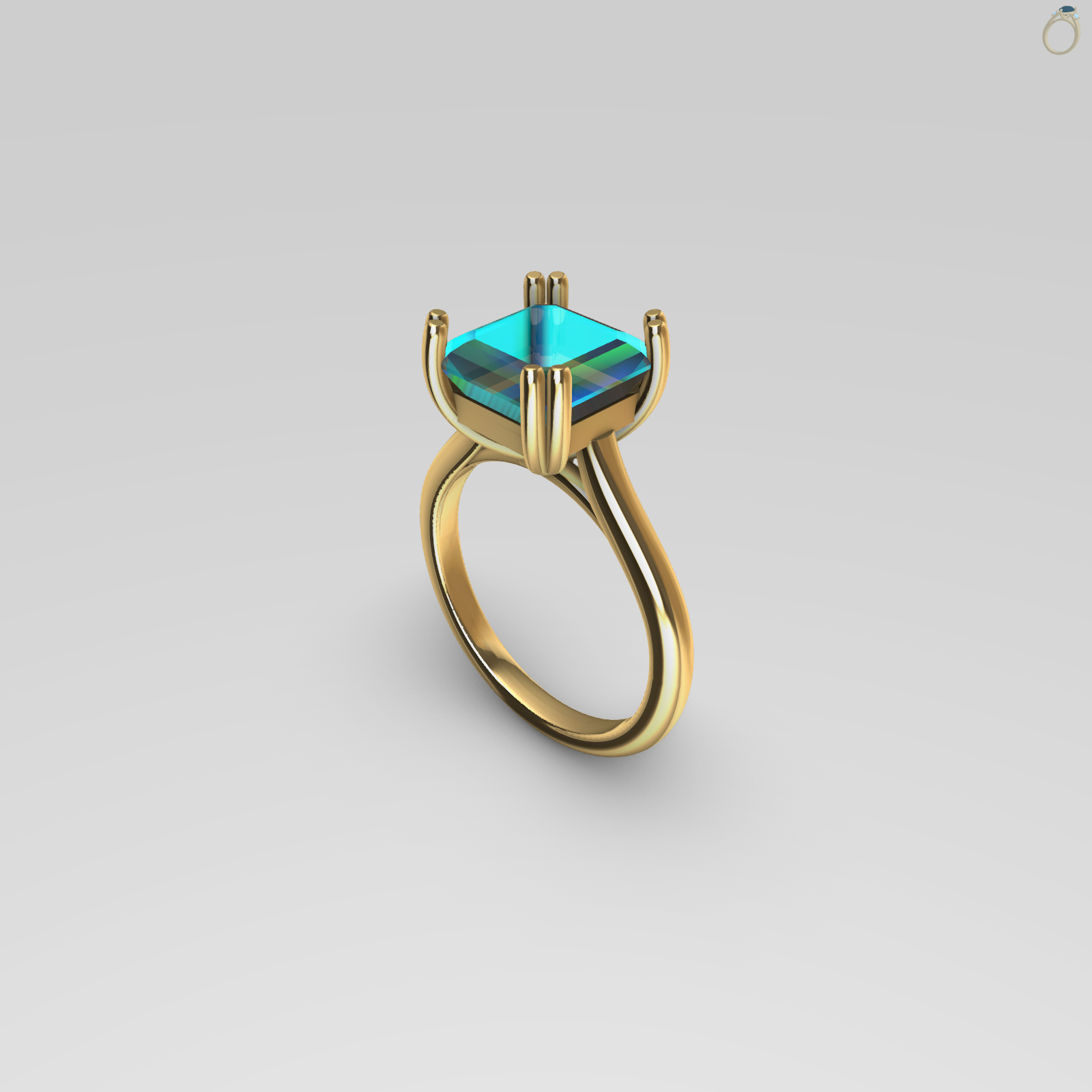 Solitaire Ring Asscher Cut Cathedral Double Prong — view 7