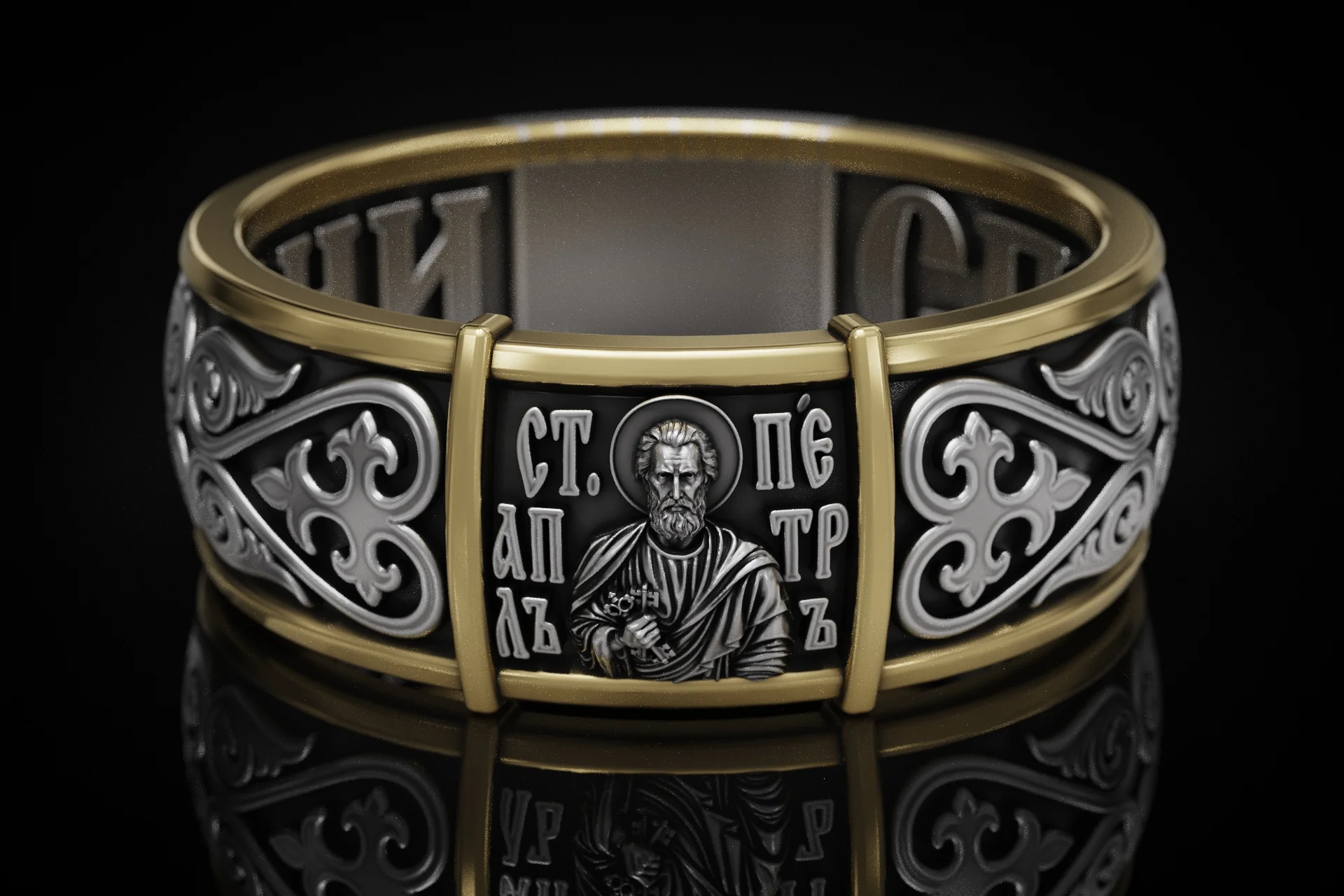 Ornate St. Peter Apostle Orthodox Ring