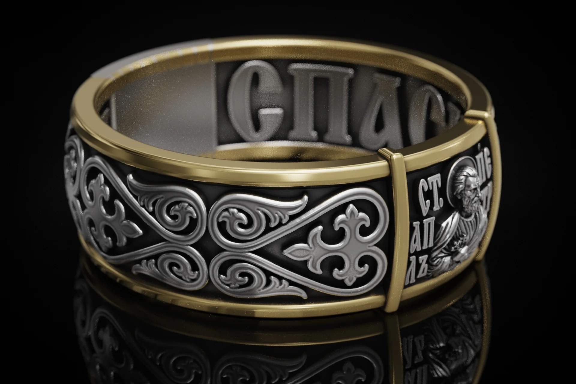 Ornate St. Peter Apostle Orthodox Ring — view 3