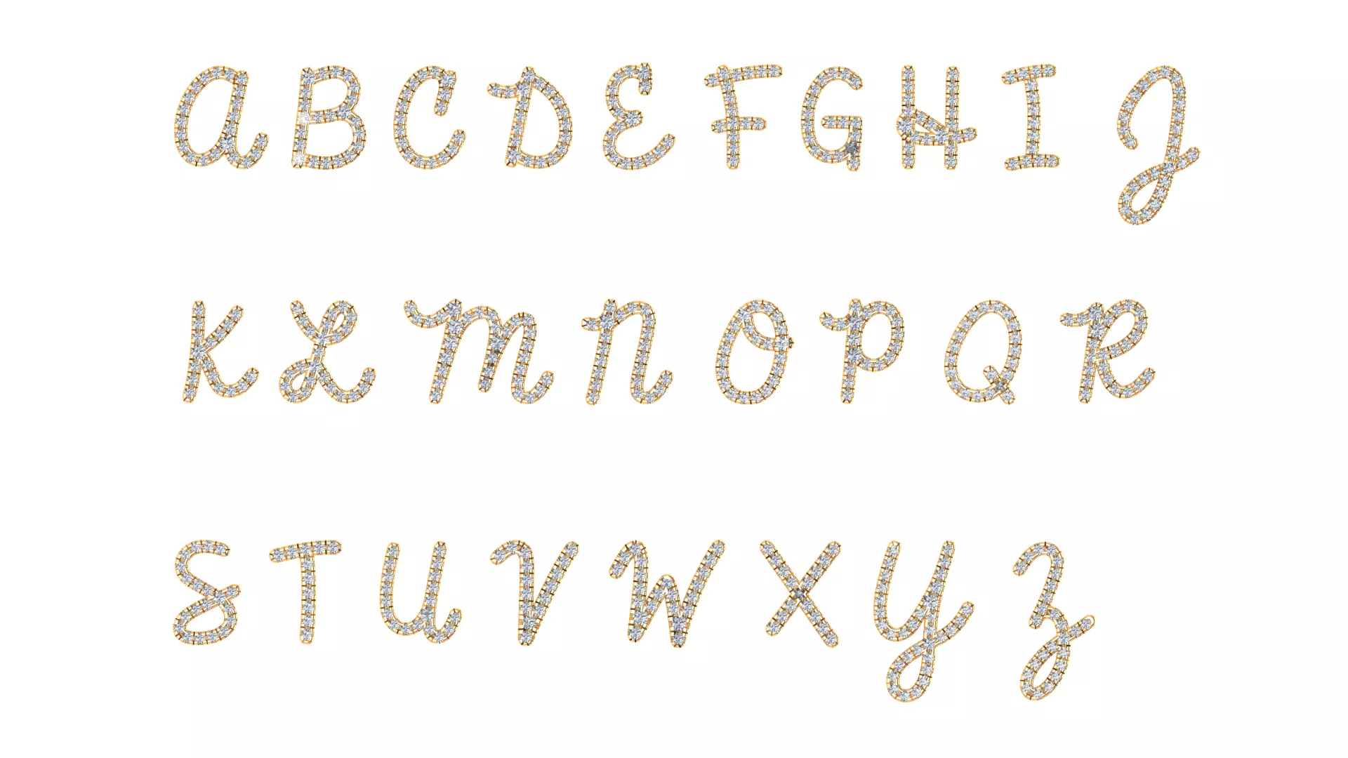 Luxury Diamond Script Alphabet - 3D Jewelry Font Collection — view 4