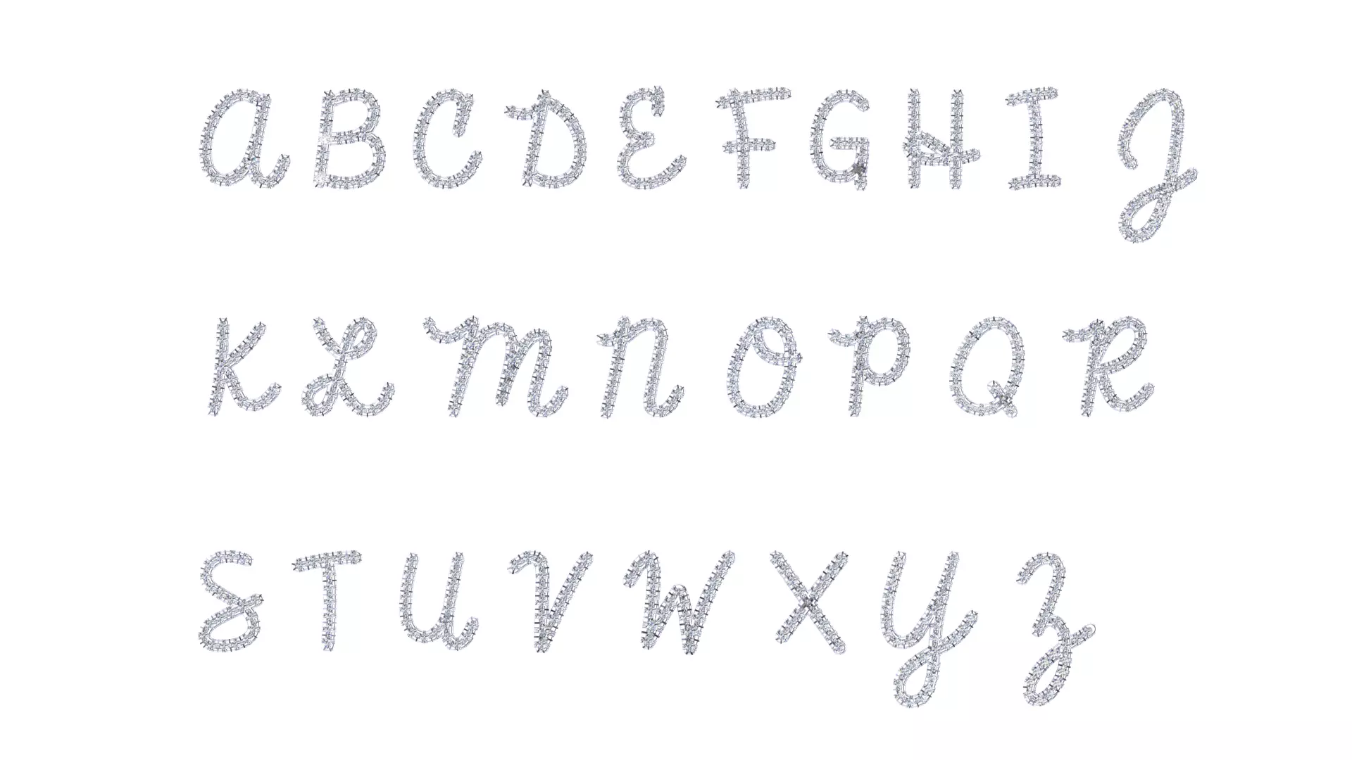 Luxury Diamond Script Alphabet - 3D Jewelry Font Collection — view 3