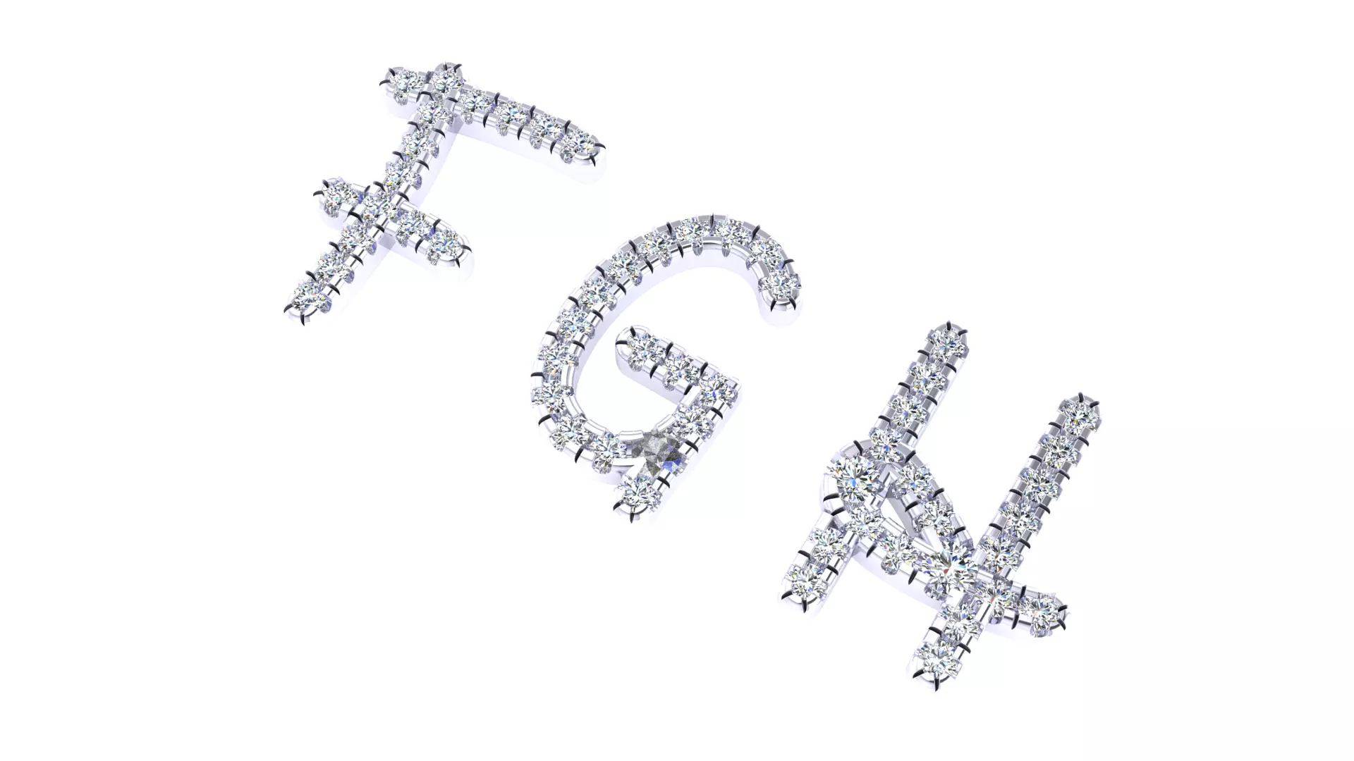 Luxury Diamond Script Alphabet - 3D Jewelry Font Collection — view 2
