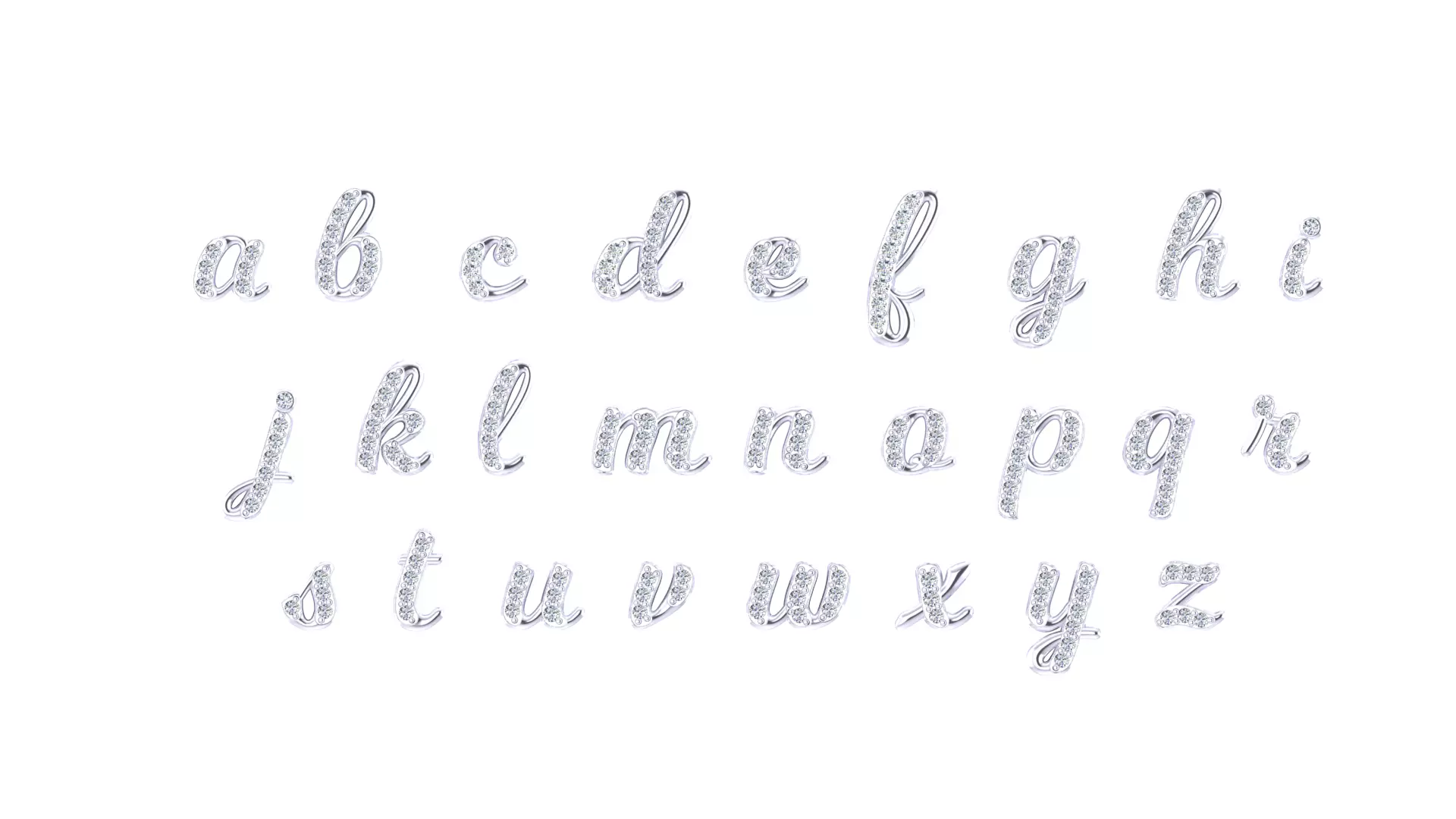 Luxury Diamond Script Alphabet 3D Jewelry Font Collection