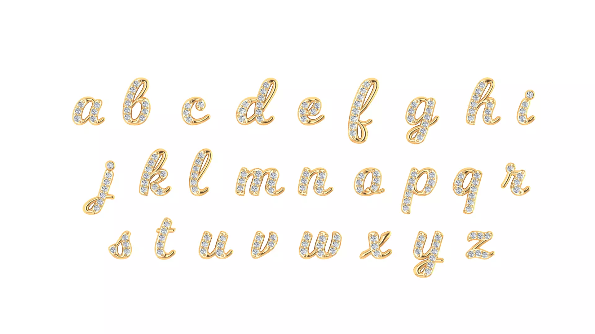 Luxury Diamond Script Alphabet 3D Jewelry Font Collection — view 7