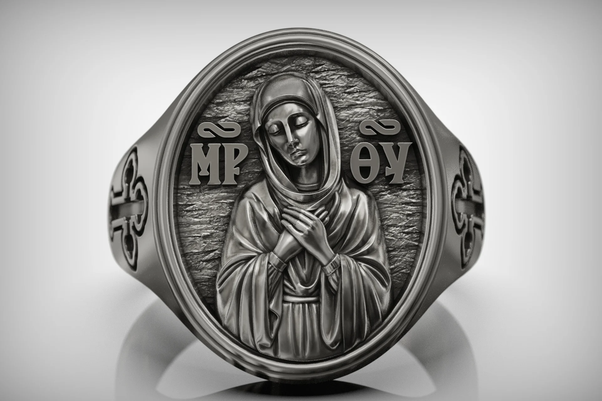 Virgin Mary Orthodox Signet Ring — view 7