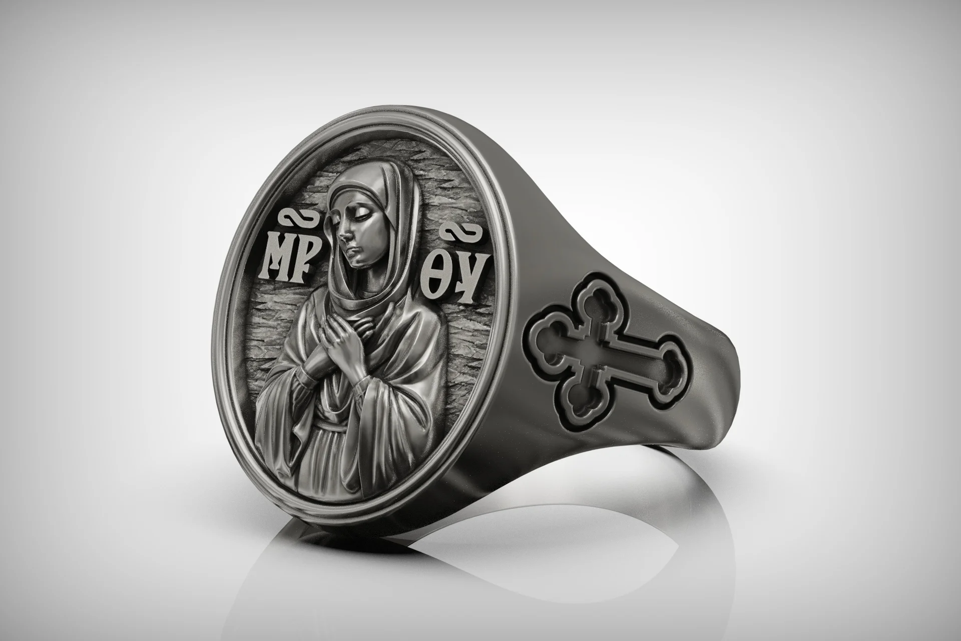 Virgin Mary Orthodox Signet Ring — view 5