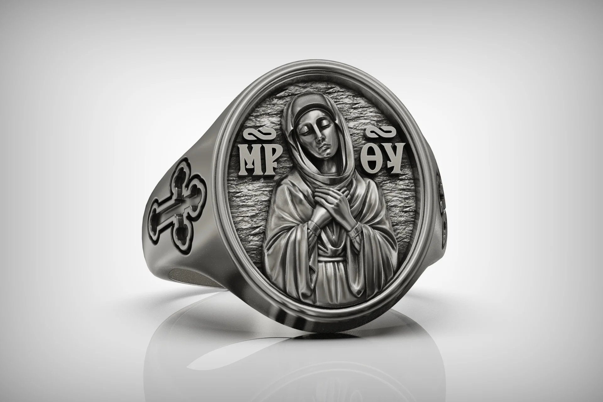 Virgin Mary Orthodox Signet Ring — view 6