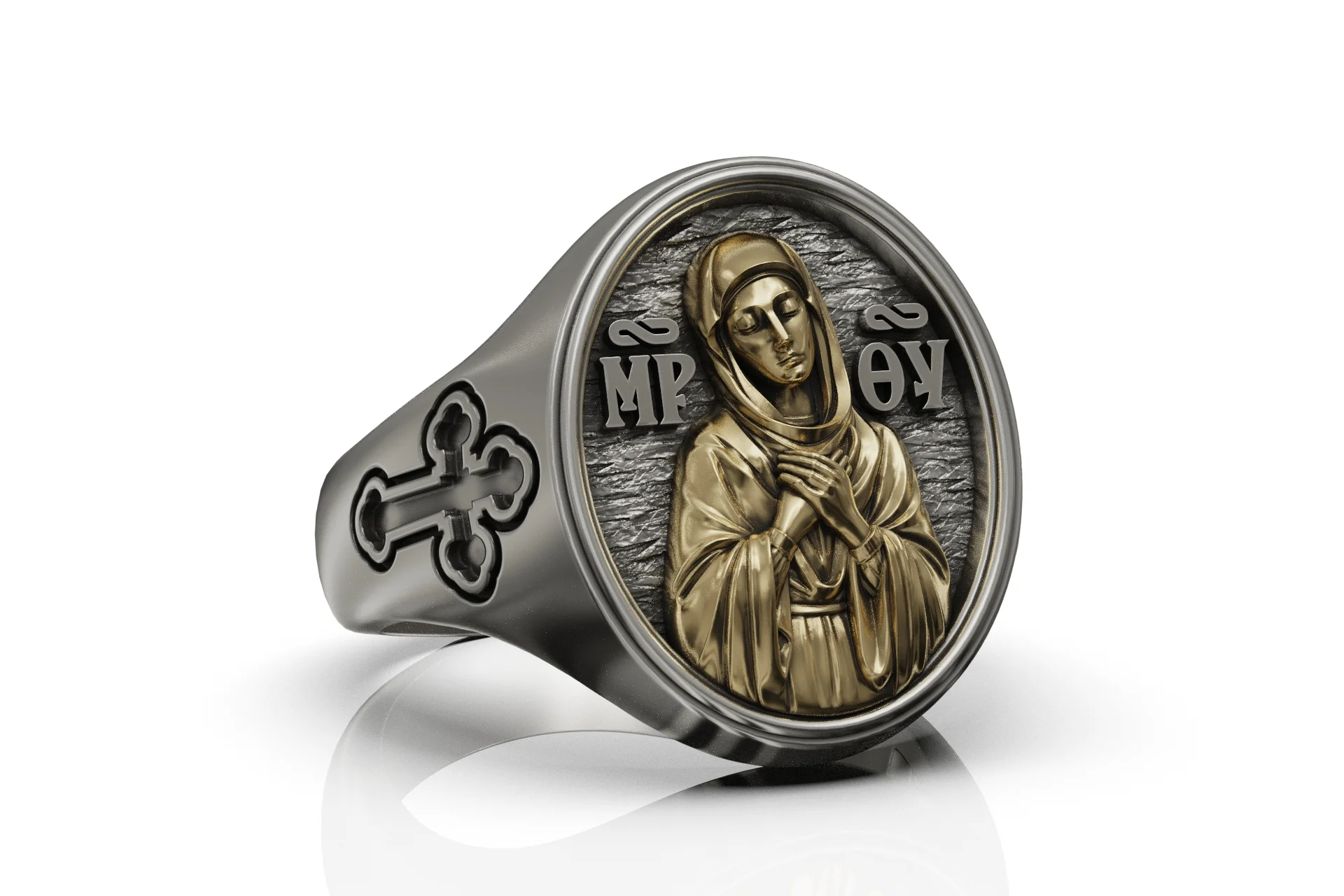 Virgin Mary Orthodox Signet Ring — view 8