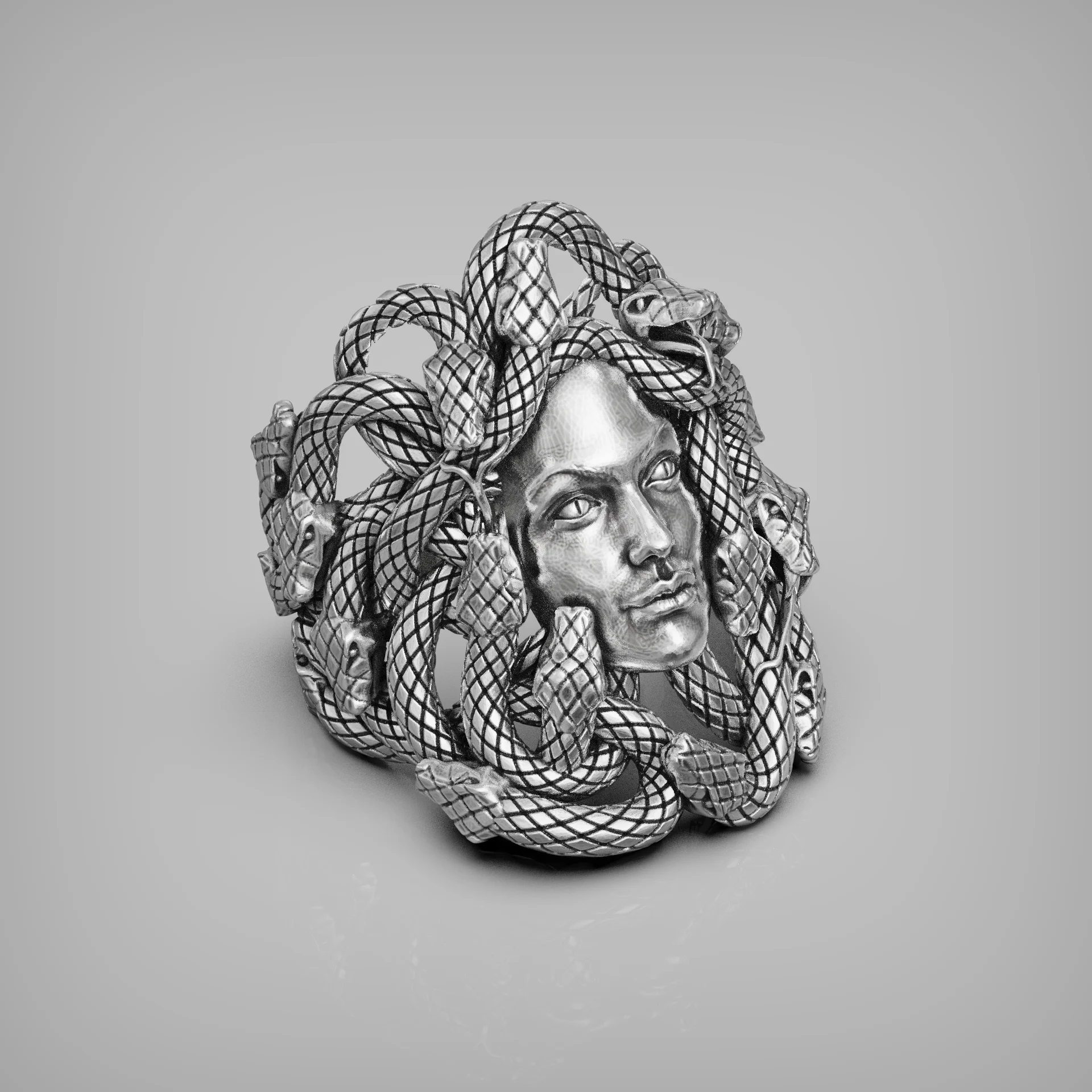 Mythological Medusa Snakes Head Ring — view 3