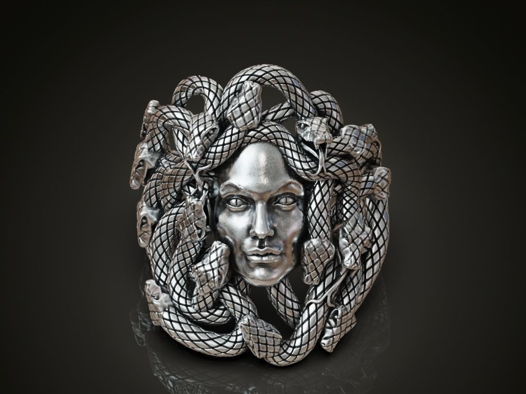 Mythological Medusa Snakes Head Ring