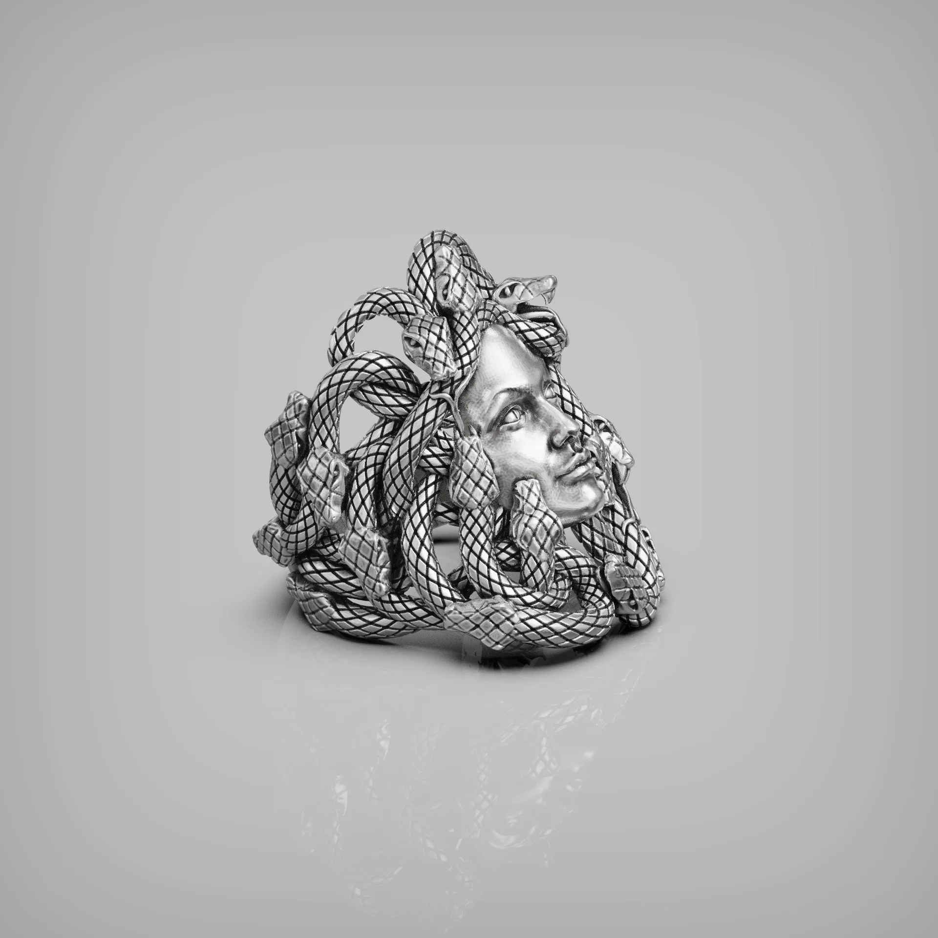 Mythological Medusa Snakes Head Ring — view 5