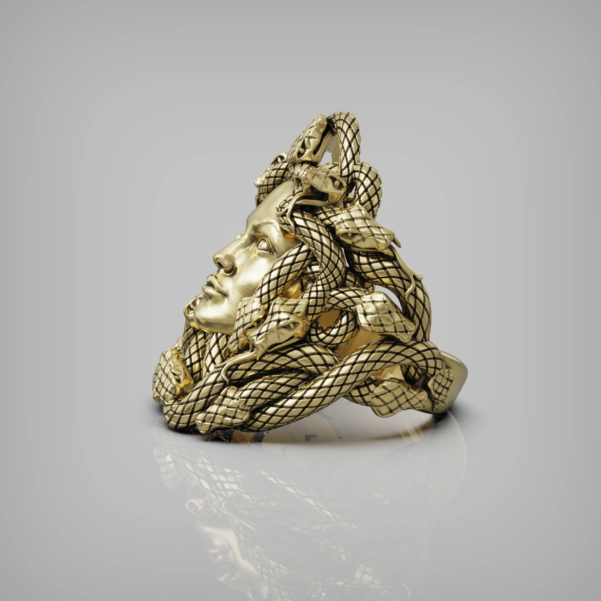 Mythological Medusa Snakes Head Ring — view 4