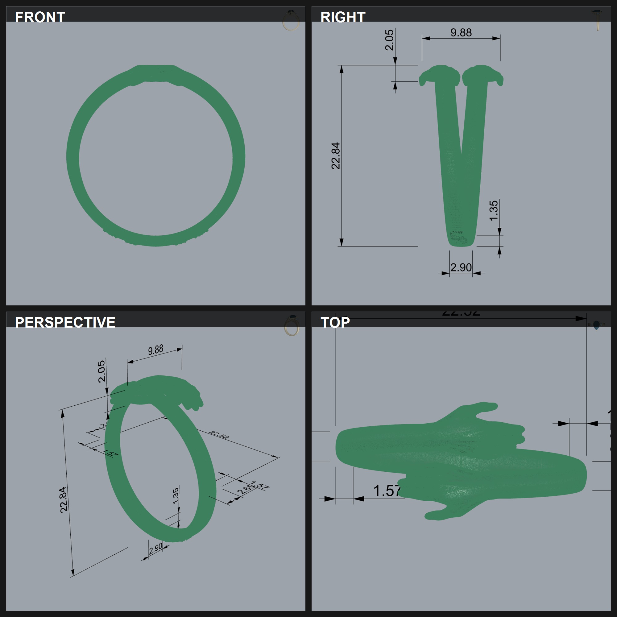 Hugging Hands Sculptural Bypass Ring — view 4
