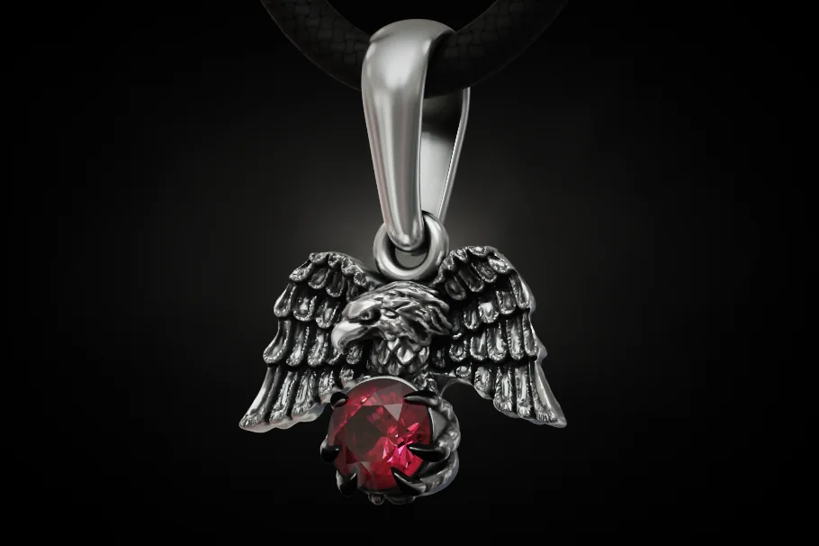 Eagle Talons Round Gemstone Pendant — view 2